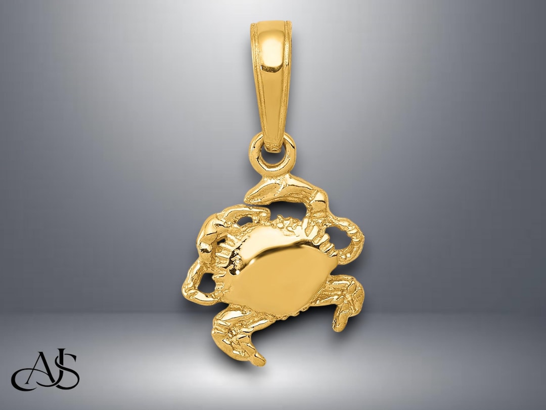 Gumbo Chain 14K Yellow Gold Crab Pendant With Necklace Chain Options - Etsy