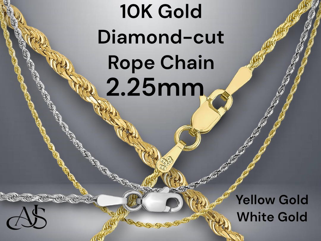 Gold Cutter Rope 10K Gold Diamond-cut Rope Chain - 2.25mm Thickness - Etsy