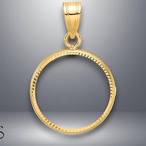 Gold Coin Bezel Pendant Mounting - 13mm 14mm 15mm - Coin Size - Rope