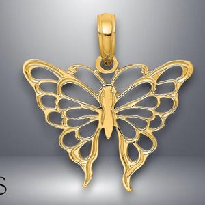 14K Yellow Gold Butterfly Charm with Necklace Chain Options
