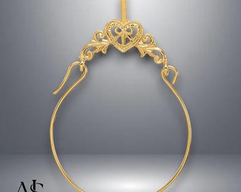 14K gouden filigraan hanger met harthanger - ketting kettingopties
