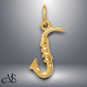 14K Yellow Gold 3-D Saxophone Pendant Charm with Chain Necklace options