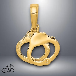 14K Yellow Gold 2-Piece Handcuffs Pendant with Necklace Chain Options