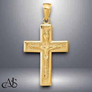 14K Yellow Gold Crucifix Pendant with Necklace Chain Options