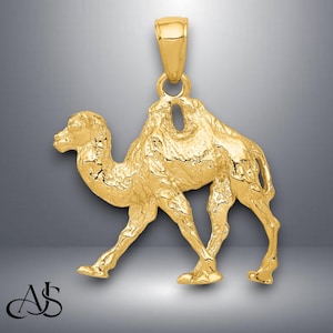 14K Yellow Gold 3D Camel Pendant with Necklace Chain Options
