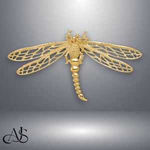14K Yellow Gold Cut-out Dragonfly Slide Pendant with Necklace Chain Options