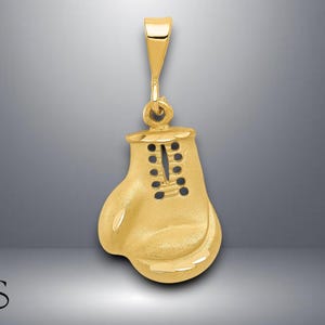 14K Yellow Gold Boxing Glove Pendant Charm with Necklace Chain Options