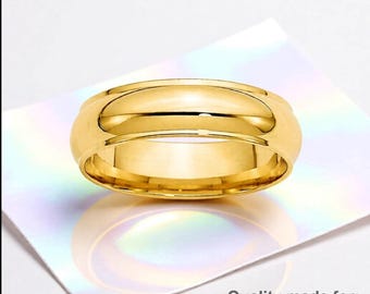 14K Solid Yellow Gold Wedding Band: Half Round Comfort Fit