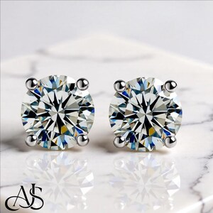 Certified Moissanite Stud Earrings 18K Gold-plated Sterling Silver image 1
