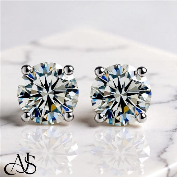Certified Moissanite Stud Earrings 18K Gold-plated Sterling Silver