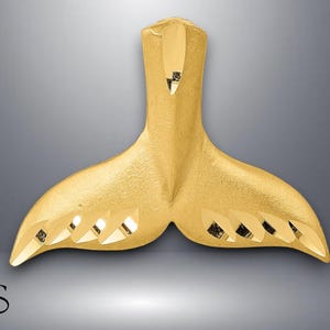 14K Yellow Gold Diamond-cut Whale Tail Slide with Necklace Chain Options