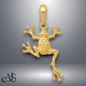 14K Yellow Gold Solid Frog Pendant with Necklace Chain Options