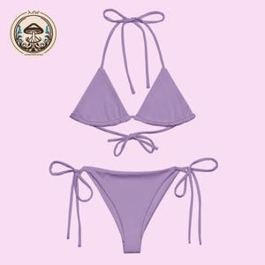 Purple Lavender Triangle Bikini | Recycled Purple Swimwear | Boho Festival Set | Dreamy Pastel Confidence