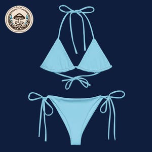 Columbia Blue Triangle Bikini | Recycled Pastel Blue Swimwear | Boho Festival Set | Soothing Ocean Chic