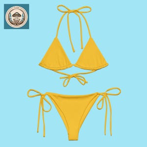 Yellow Monochrome Triangle Bikini | Minimalist Solid Color Swimwear Summer 2025 – Eco-Friendly Beachwear Women