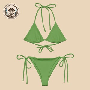 Forest Green Triangle Bikini Set | Recycled Eco Swimwear | Boho Festival Essential | Nature-Inspired Confidence
