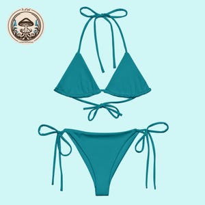 Eastern Blue Triangle Bikini | Recycled Aqua Swimwear | Festival Boho Set | Vibrant Ocean-Luxe Confidence