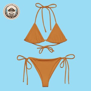 Bronze Triangle Bikini Recycled Two-Piece Swimwear Set UPF 50+ Earthy Festival Summer Essential
