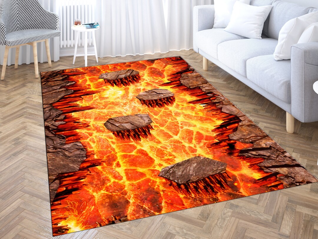 3D Lava Rug, Magma Volcano Floor Decor Rug - Etsy
