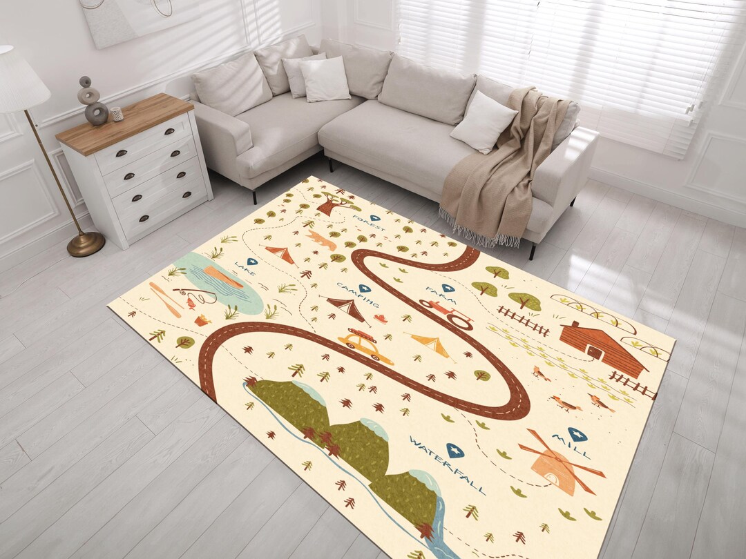 Playroom Map Rug for Kids: Animated Rugs, Kids Room Rug, Kids Adventure ...