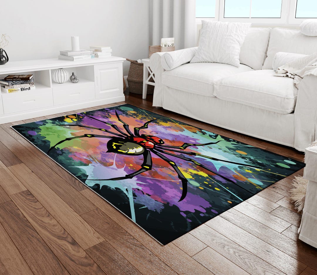 Creepy Cute Spider Web Rug: Gothic Spider Floor Rug, Gift Rug ...
