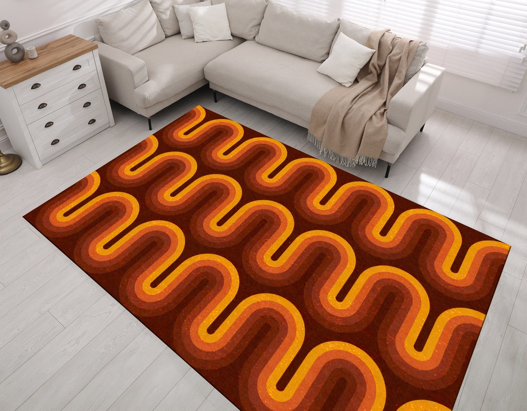 Retro Swirl Rug, 1970s Style, Custom Decorative Rug - Etsy