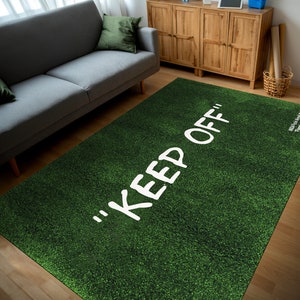 Keep Off Green Modern Rug, Living Room Area Rug, Custom Sizes