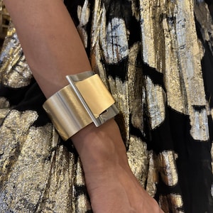 Duality Belt Cuff Bracelet | Modern Geometric Wide Cuff Bracelet | Bold Statement Jewelry In Gold Plated | Minimalist Chunky Bangle For Her
