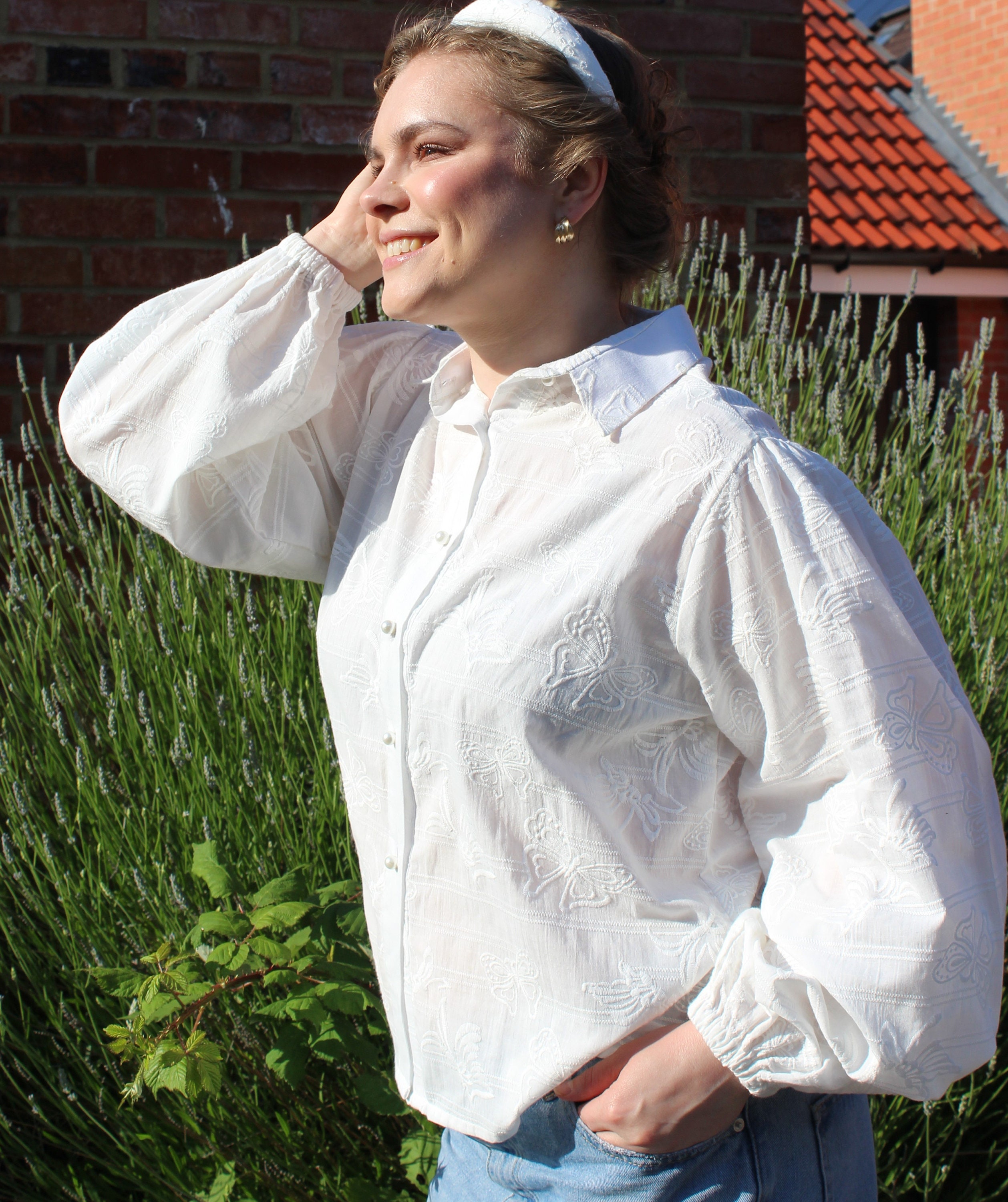 Chemisier Vintage Blanc Léger En Voile De Coton - Taille 36/38, Manches Courtes