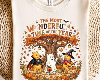 The Most Wonderful Time Of The Year Shirt, Disney Winnie The Pooh Halloween Tee, Winnie The Pooh Autumn Season Shirt, Spooky Season T-Shirt