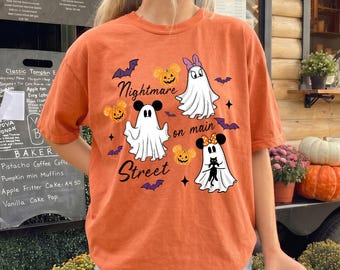 Disney Halloween Shirt, Mickey Friends Ghost Graphic Tee, Nightmare on Main Street, Cute Fun Spooky Season Theme Park Character Shirt