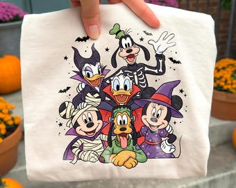 Disney Halloween Shirt, Spooky Costume Friends Graphic Tee, Vintage Cartoon Fall Shirt, Family Halloween Party Gift, Unisex Tee