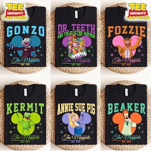 Camiseta de los Muppets de Disney, camiseta retro de los Muppets, camiseta familiar de Disney, camiseta de marionetas con tipografía llamativa, camiseta de fan de los Muppets