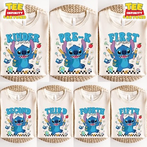 Stitch Back To School Disney T-Shirt, Disney Stitch Grade Level Tee Kindergarten To 5th Grade, Stitch Student Gift, Funny Stitch School Tee