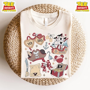 T-shirt pirate Coquette YO HO, t-shirt carte au trésor inspiré de Mickey mignon, tête de mort Halloween Kawaii noeud Disney, t-shirt Pirates des Caraïbes