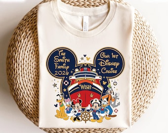 Custom Name Family Disney Cruise 2026 T-Shirt, Our First Cruise 2026 Family Shirt, Disney Mickey And Friends Cruise Tee, Family Vacation Tee