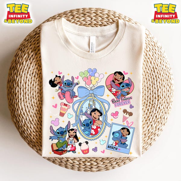 Coquette noeuds Lilo and Stitch T-shirt, chemise Disney Stitch, chemise Magic Kingdom, chemise Disneyland, couleurs girly femme voyage Disney voyage confort