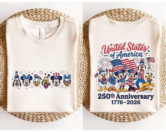 Patriotic Disney Characters Shirt, Disney Mickey And Friends 4th Of July Shirt, United States Of America 250th Anniversary 1776 - 2026 Shirt