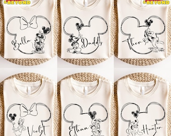 Personalized Disney Family Matching Shirt, Custom Name Disney Vacation Trip Shirt, Mickey And Minnie Head Matching Shirt, Mickey And Friends