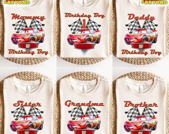 Camiseta de cumpleaños de Rayo McQueen de Disney, camiseta de coche para niño, camiseta de cumpleaños familiar de Disney, camiseta de cumpleaños de Rayo McQueen de Pixar para niña