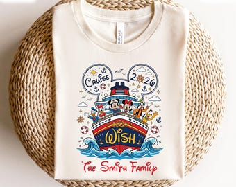 Custom Name Mickey And Friends Cruise Shirt, Custom Family Name 2026 Shirt, Disney Cruise Family Matching Tee, Disney Cruise Vacation Shirt