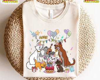 Custom Name Disney The Aristocats Birthday Shirt, Disney Aristocats Birthday Tee, Marie And Friends, Cat Party Tee For Kids, Custom Kids Tee