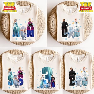Custom Name Frozen Family Matching T-Shirt, Disney Frozen Characters Tee, Magic Kingdom Disneyland Family Trip, Frozen Birthday Outfit