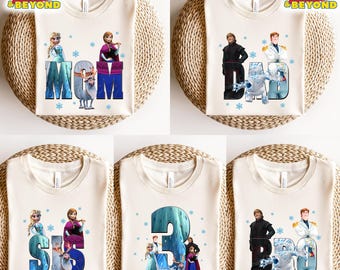 Custom Name Frozen Family Matching T-Shirt, Disney Frozen Characters Tee, Magic Kingdom Disneyland Family Trip, Frozen Birthday Outfit