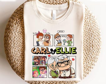 Disney Up Movie Couple T-Shirt, Carl And Ellie Valentine's Day Shirt, Cute Love Story Cartoon T-Shirt, Disney Couple Anniversary Gift Shirt