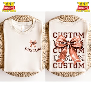 Benutzerdefinierte Name Fußball T-Shirt, benutzerdefinierte Team Maskottchen T-Shirt, Kokette Bogen Geist Shirt, Fußball Cheer T-Shirt, Teamgeist Spieltag T-Shirt