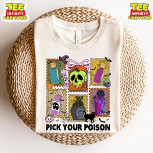 Disney Villains Pick Your Poison T-Shirt, Villains Halloween Drip Tee, Pick Your Poison With Evil Drinks, Halloween Tee With Villain Vibes