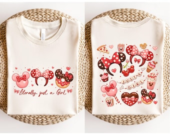 Disney Literally Just A Girl T-Shirt, Trendy Coquette Bow Minnie Tee, Disney Minnie Bow Matching Valentine Day Shirt, Disney Girls Trip Tee