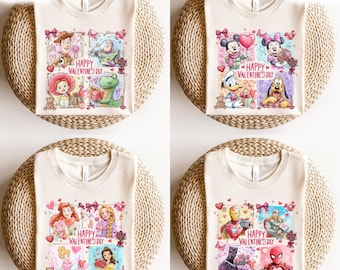 Romantic Valentine Day T-Shirt, Disney Characters Happy Valentine's Day Shirt, Disney Love Day T-Shirt, Disney Couple Happy Valentine Shirt
