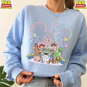 Toy Story Castle T-Shirt, Disney Pixar Toy Story Tee, Disney Vacation Matching Tee, Disney Magic Castle With Fireworks Mickey Balloons Shirt image 12